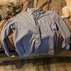 Ariat Men's Blue and Pink Geometric Floral Button Down Shirt